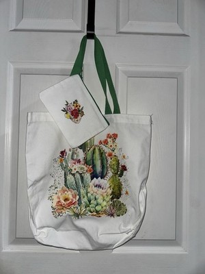 NEW Handcrafted Cactus Tote Bag With Matching Small Pouch