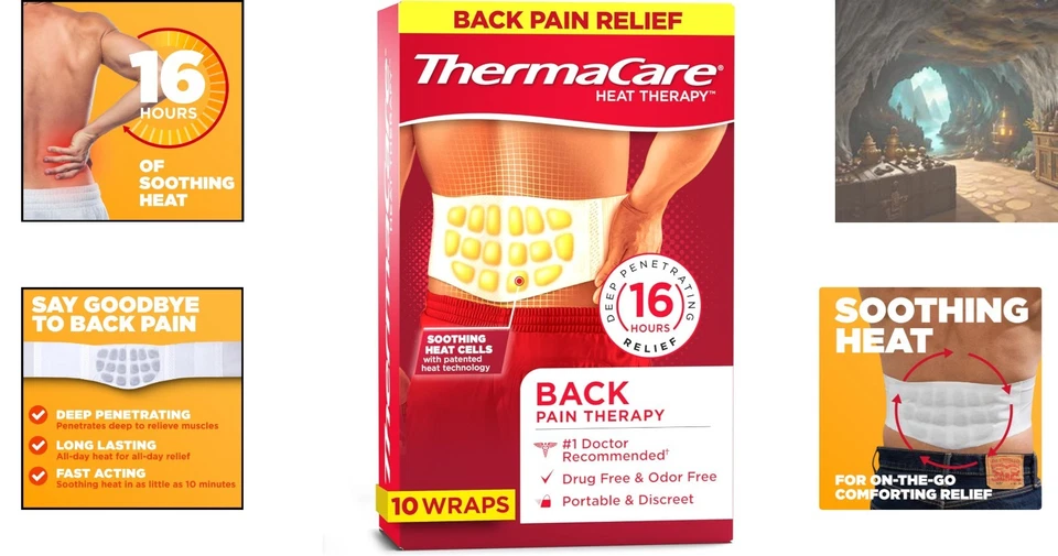 Envolturas térmicas contorneadas L/XL para el dolor de espalda - Sin drogas y fáciles de usar - Paquete de 10 Foto 2 de 4