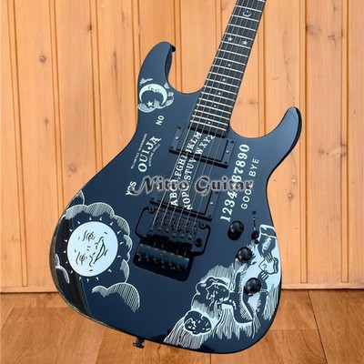 Gloss Black Star & Moon Ouija Electric Guitar with Active Pickups Moon Star Fret