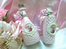 Shabby Chic Victorian~Two Pc Vanity Set w/Custom Cameos~Pearl Finish~Roses