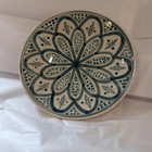 Moroccan Ceramic Plate Hand Painted Symmetrical Zwak Floral Mandala Style Signed — photo 1