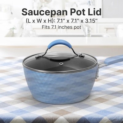 Nutrichef Saucepan Pot Lid - See-Through Tempered Glass Lids Works w/ NCCW11BD