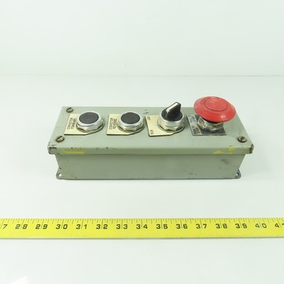 4-Button Push Button Control Station Pendant E-Stop 10-1/2'' x 3-1/2'' x 3''