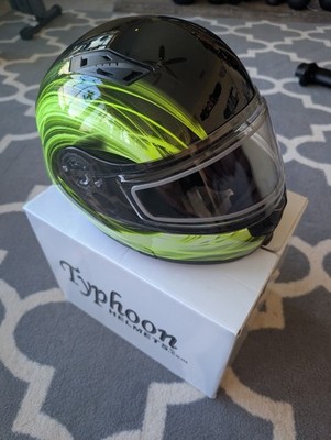 Typhoon Snowmobile/Motorcycle Helmet Size M Hi-viz Yellow Swirl