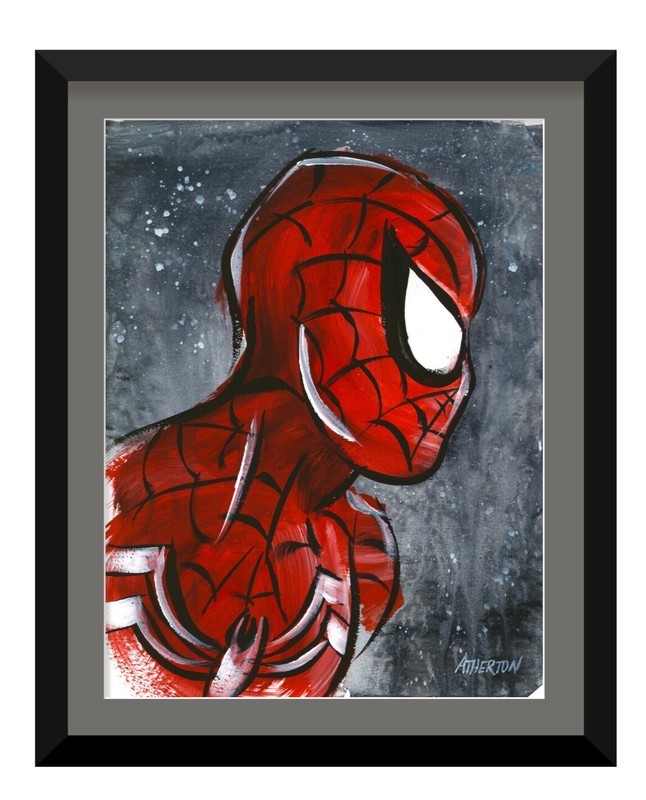 9x12 Original Spider-Man Painting on Paper Comic Book Superhero Art by Jim