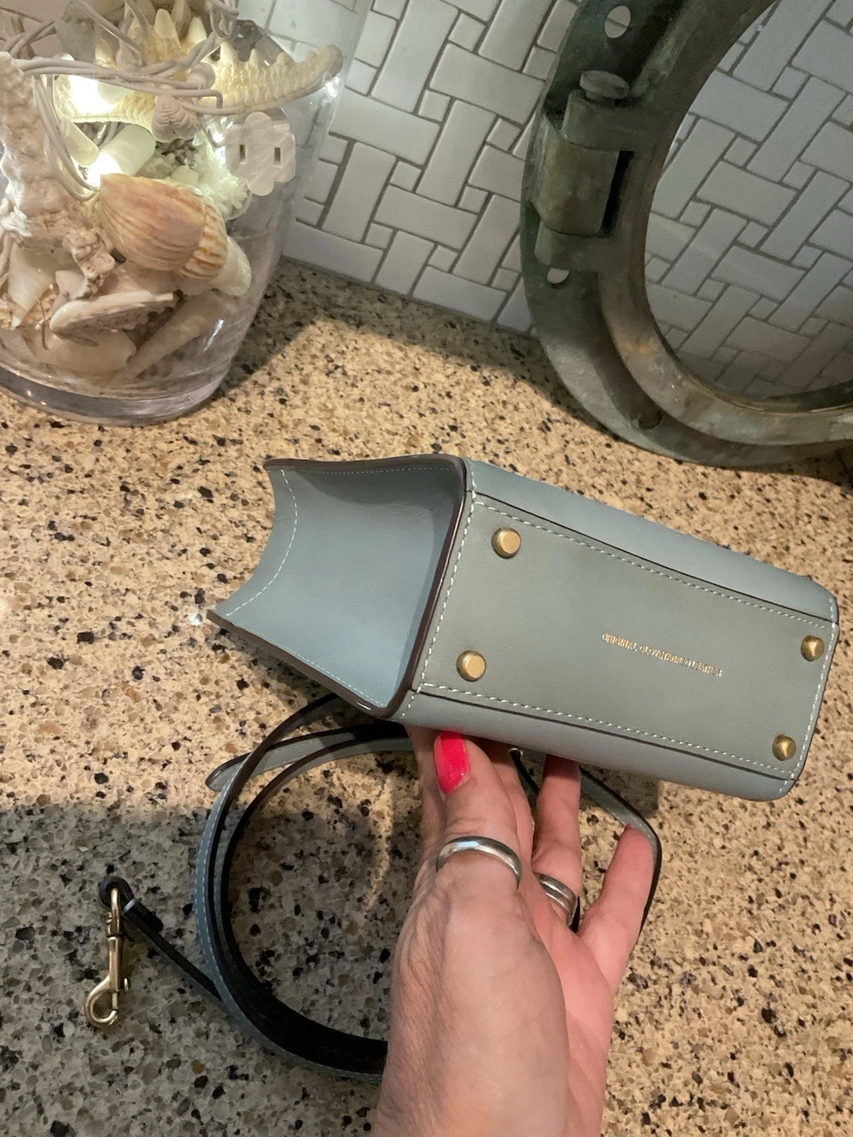 Coach 1941 Mini Cashin Borsa da Trasporto Guanto Pelle Conciata Blu C4828