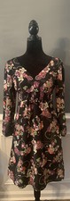 Ann Taylor Loft black floral print long sleeve dress size 2