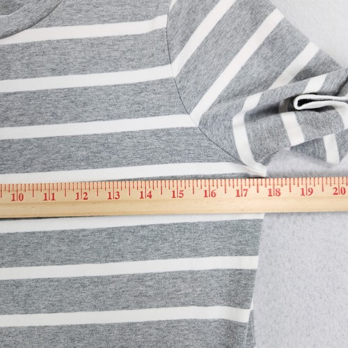 Banana Republic Dress Womens Small Petite Gray White Striped Short Sleeve Shirt - 第 4/12 張圖片