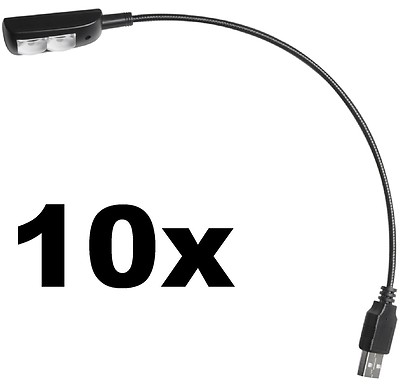 10x superhelle LED USB Schwanenhalslampe Notebooklampe Laptoplampe Flexilight