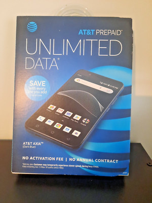 AT&T AXIA PREPAID UNLIMITED DATA DARK BLUE 16GB INTERNAL MEMORY 5 MP CAMERA NIB