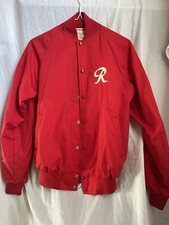Vintage 1980s Rainier Beer Red Varsity Letterman Jacket Size S Made In USA