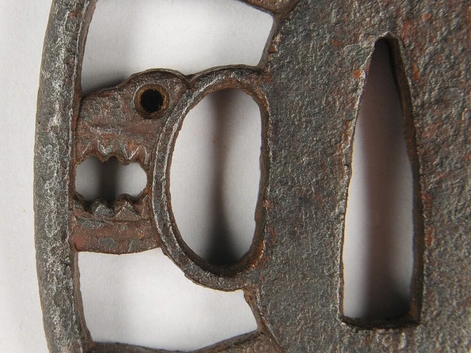 Japanese Antique Rare OpenWork Dried Sardine Design Tsuba SwordKatanaGuard Japan - Image 4 of 4