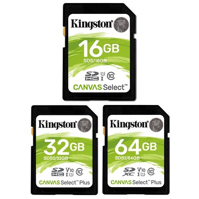 New Kingston Canvas Select Plus 32GB 64GB 100MB/s SDHC SD Card Flash Memory V10
