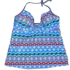 Old Navy Swim Top Tankini Halter Aztec Print M Women