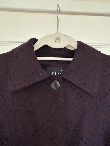Anna Sui Virgin Wool Skirt Suit Aubergine Burgundy Size 46 14 Jacket Made Italy - Picture 2 of 14