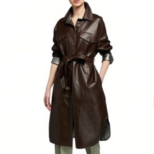 Nwt Brunello Cucinelli Brown Leather Button Front Size It 42 Medium $10,395