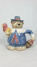 Omnibus Flitz And Floyd Thanksgiving Pilgrim Bear Turkey Vintage Ceramic Teapot