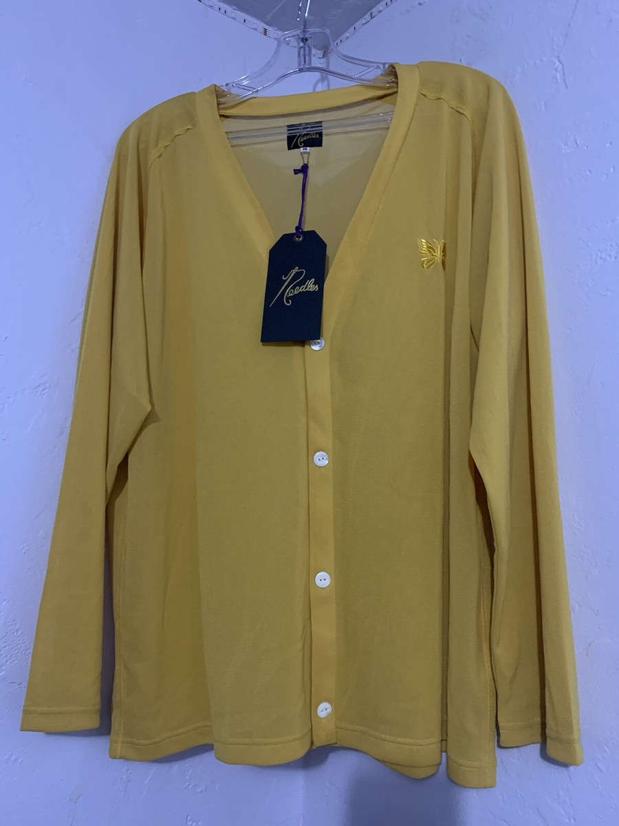 NEEDLES VNeck Cardigan Poly MeshãLãµã€ãº NWT ðº Needles Poly Mesh V-Neck Cardigan Yellow Sz M $168