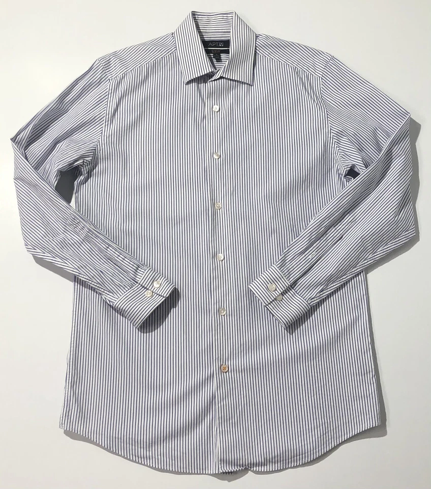 Camisa de vestir para hombre Apt 9 manga larga abotonada elástica calce ajustado talla 15. 32/33 Foto 2 de 4