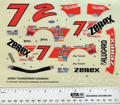 Revel-Monogram Zerex Thunderbird Model Decal Only Not A Kit Water Slide only NOS