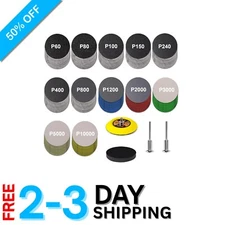 Complete Sandpaper Kit: 184 Pieces of 3-Inch Discs for Auto & Wood Finishing