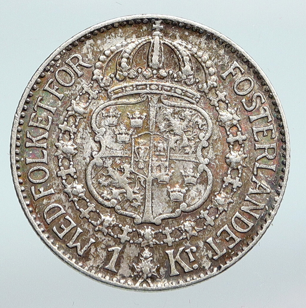 【美品USED】1927  RUN KING COMP▼更新▼ 1937 Sweden GUSTAF V Crowned ARMS Antique OLD Vintage Silver 1