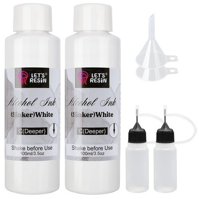 LET'S RESIN White Alcohol Ink for Resin, Ink,2 Bottles 3.5 ounces 