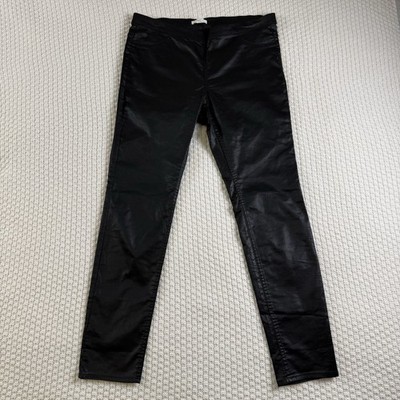 H&M Women s Curvy Jeggings Size 14 Black Coated Denim Ankle