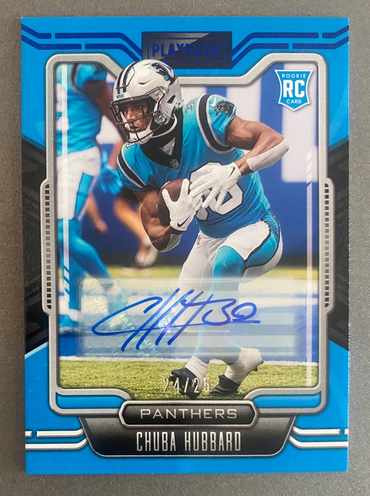 Chuba Hubbard Panini Playbook #134 Autograph Blue