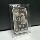1/2 Troy Oz .999 Fine Silver Michigan State Bar- Federated Mint - Sealed!
