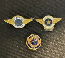 Lot 3 Vintage Curtiss Wright Aircraft 15 Year Service Pin 14K Gold Scrap