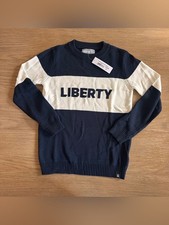 Bruzer NWT Liberty Navy Colorblock 100 Cotton Sweater Youth XL