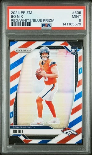 2024 PANINI PRIZM RED/WHITE/BLUE PRIZM #309 BO NIX ROOKIE RC PSA 9