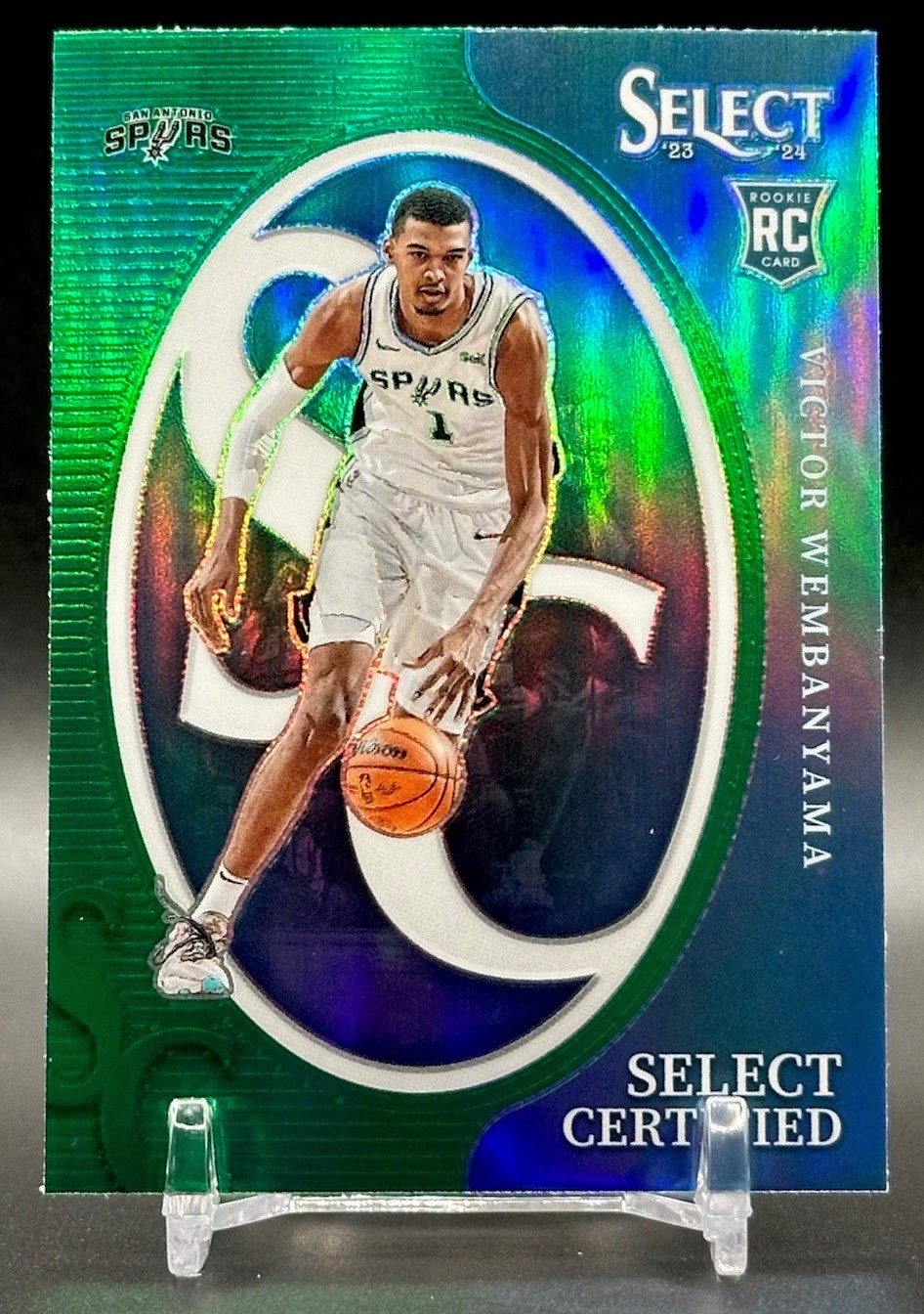 2023-24 SELECT VICTOR WEMBANYAMA GREEN SELECT CERTIFIED RC PRIZM #3 SPURS