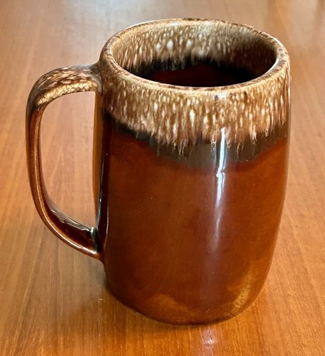 Vintage Hull Coffee Mug 16 Oz Brown Drip Glaze Ceramic Handmade USA