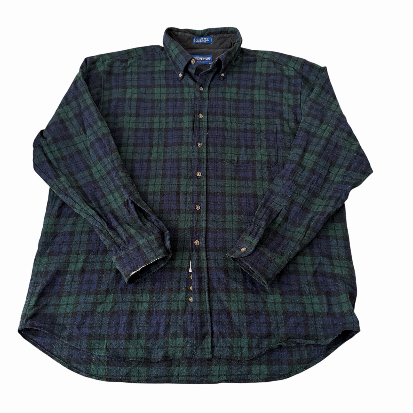 Pendleton Fireside Men’s Flannel Shirt Black Watch Tartan Plaid Wool Size XXL