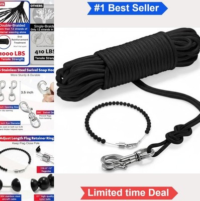 Flagpole Rope Repair Kit 100 Ft Polyester Halyard Swivel Snap Hooks Retainer