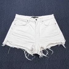Veronica Beard Jeans Timmi High Rise Denim Shorts Ecru White Frayed Hem 30/10