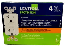Leviton (GFTR2-4W) Self-Test SmartlockPro Slim GFCI Tamper-Resistant Outlet. NEW