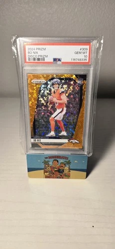2024 Panini Prizm Bo Nix Disco Prizm #309 🟠 (Rookie Card) PSA 10 💎🔥