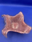Vintage MCM Murano Style Art Glass Bowl Candy Dish Pink Gold Aventurine Flecks