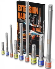 9 Piece Impact Extension Bar Set, 1/4" 3/8" 1/2" Drive Socket Extensions Expa...