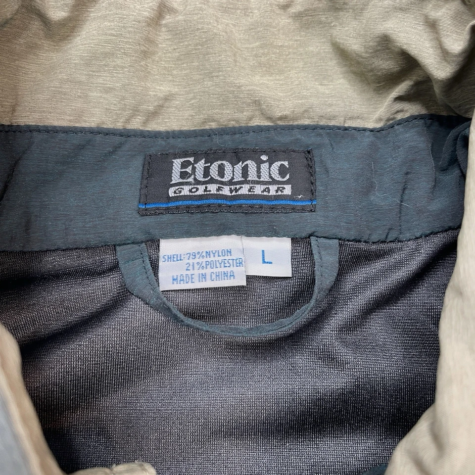 Vintage Etonic Golf Jacket Mens Large Full Zip Gore Tex Nylon Green Beige - Image 3 of 4