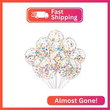 Rainbow Confetti Balloons, 25 Pcs 12 Inch Thickened Clear Latex Balloon with Con