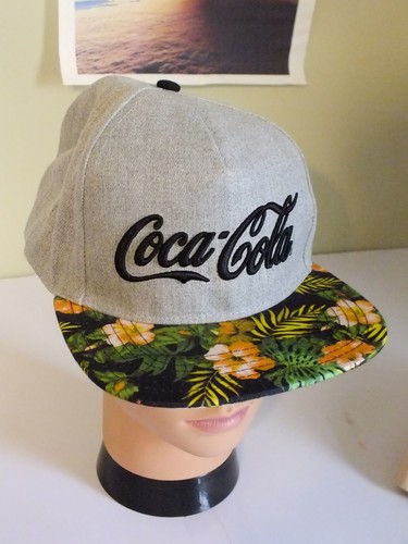 Coca-Cola Snapback Hat Grey/Black Tropical Floral Brim 2019 Concept Accessories