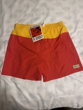 VTG Mickey  Co Men's Large Swimming Trunks Shorts Drawstring Peach Yellow NWT