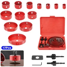 17x 3/4"-5" Hole Saw Bi-Metal Saw Drilling Tool w/ Twist Drill Bit L Hex Wrench