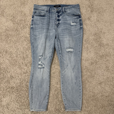 Judy Blue Jeans Women s 16W Kaylee High Rise Skinny Stretch Blue Distressed