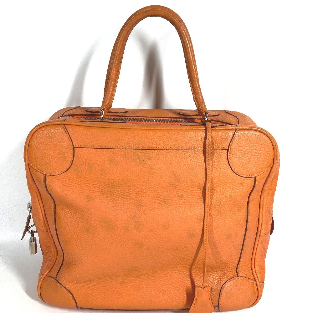 HERMES Duffle Bag Omnibus MM Tote Bag Hand Bag Leather Orange