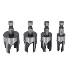 Tapered Plug Cutter Set Of 4 1/4in Hex Shank Claw Type Imperial Taper Cut